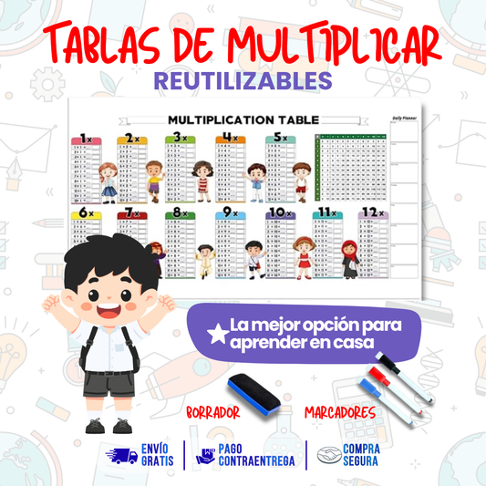 TABLAS ADHESIVAS + 2 MARCADORES Y BORRADOR GRATIS