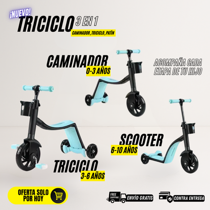 SCOOTER 3 EN 1 : MONOPATÍN, BICI Y TRICICLO EN UN SOLO JUGUETE🇨🇴