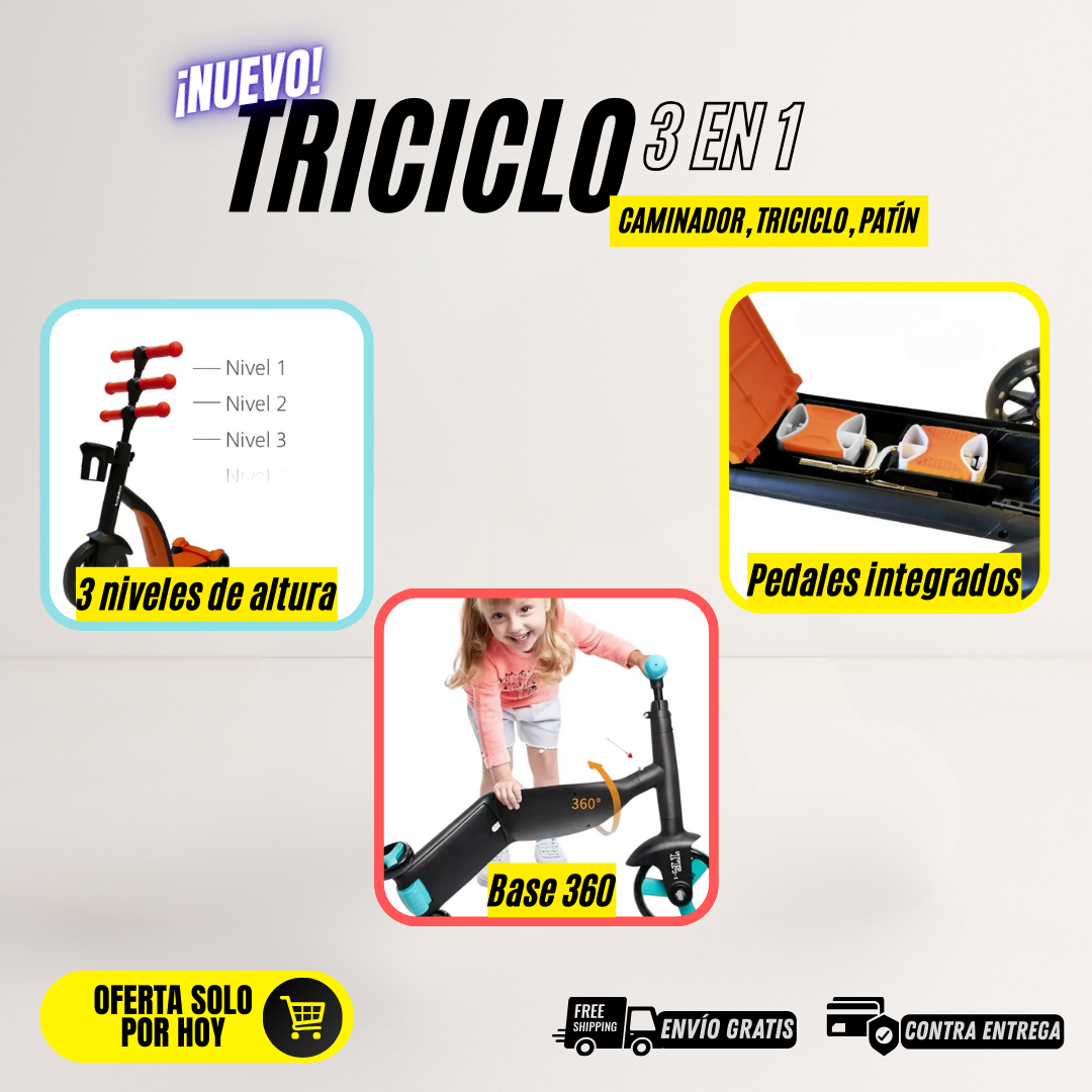 SCOOTER 3 EN 1 : MONOPATÍN, BICI Y TRICICLO EN UN SOLO JUGUETE🇨🇴